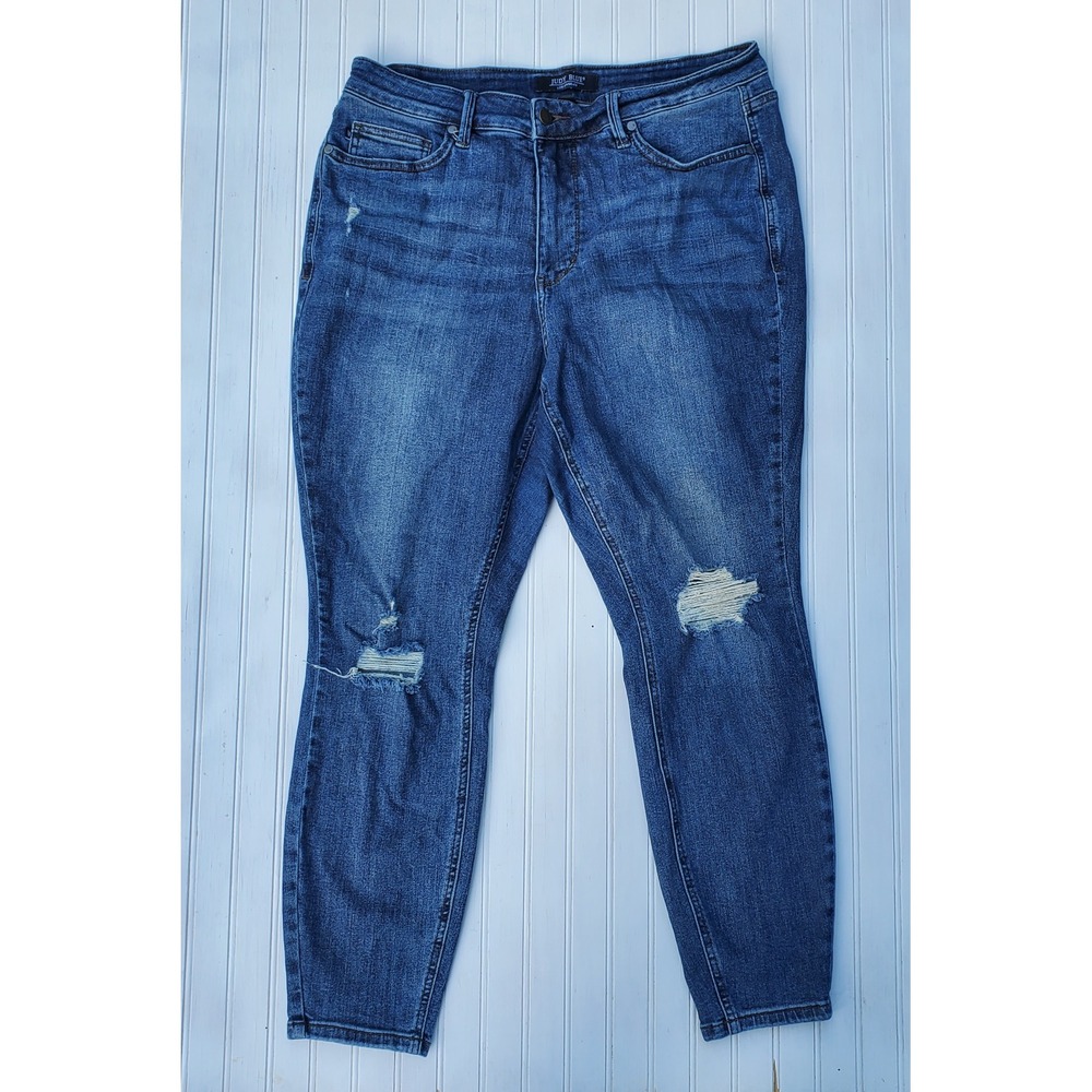 Judy Blue High Rise Distressed Skinny Jeans Dark Wash 16W JB88798 DK